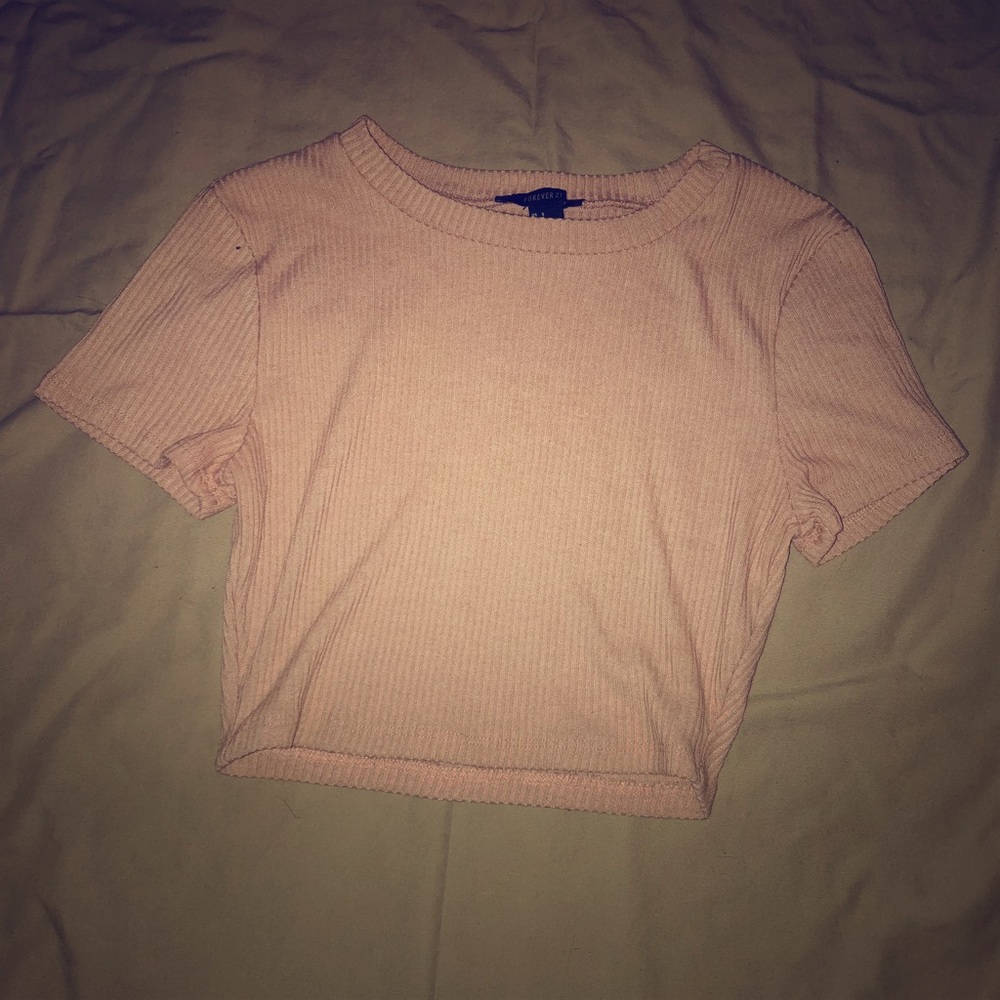 Pink textured crop top